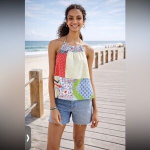 Anthropologie NWT Let Me Be Colorful Patchwork Halter Lined Tank Size 6.